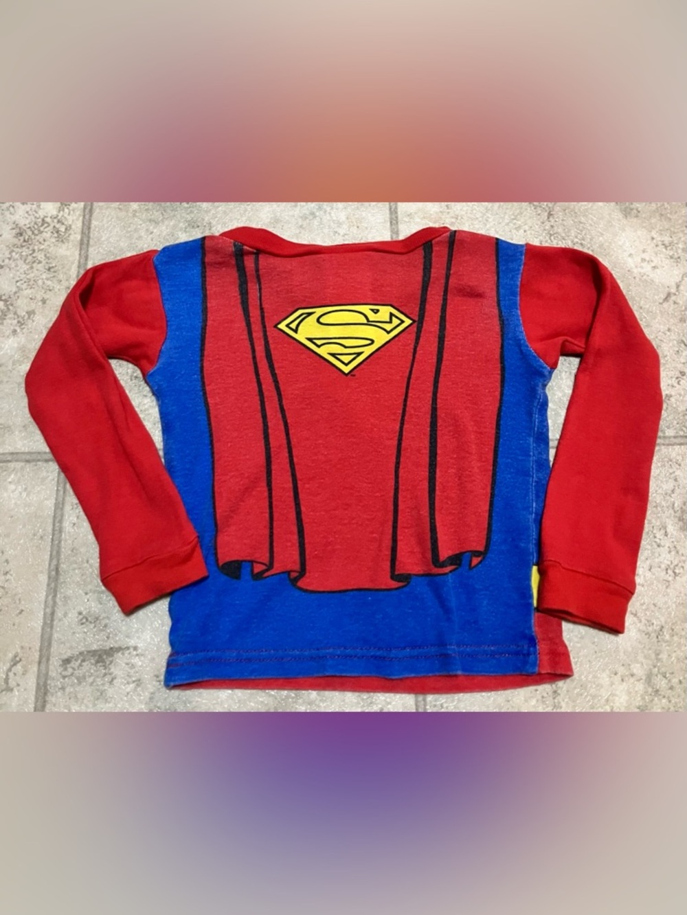 Vintage Superman 3T Toddler Long Sleeve Top Retro Original Boys Costume Pajama